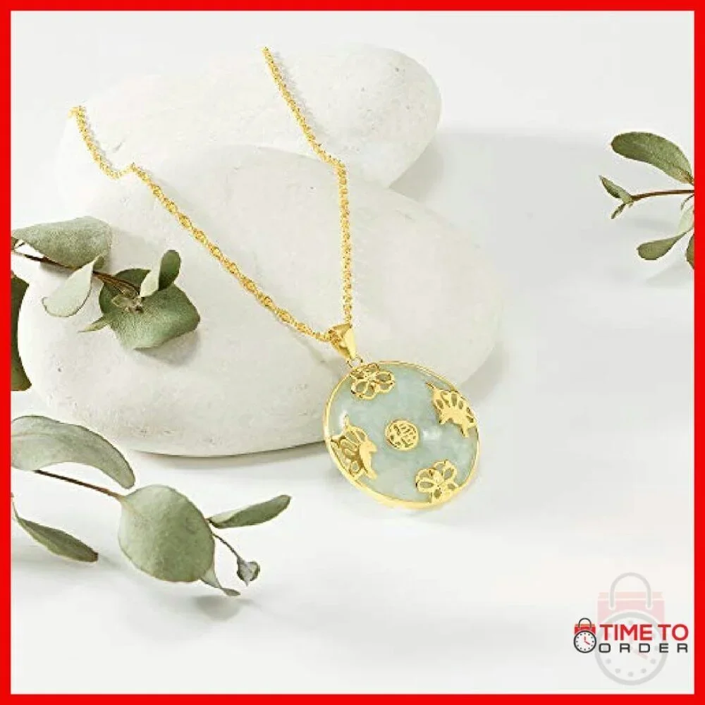 18kt Gold Over Sterling Jade Butterfly Pendant Necklace 18in Chain